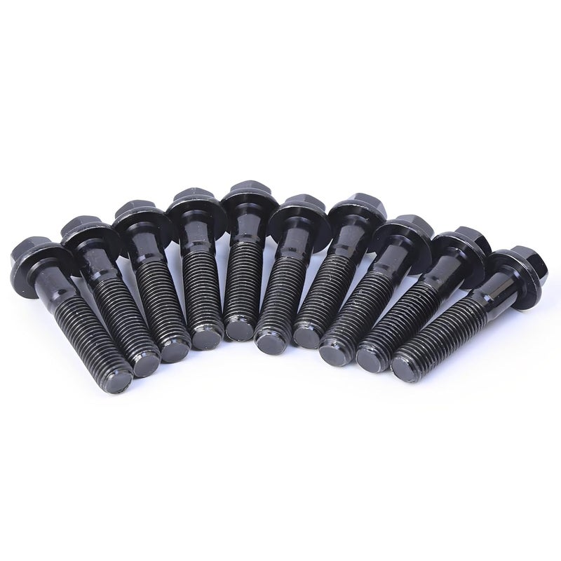 Minho M10-1.25 x 45mm Flange Head Bolts in Carbon Steel Material,Flange Hexagon Screws Come with Flange Nuts,Black Oxide Finish Plated,Partial Thread, 10 Sets - Image 5